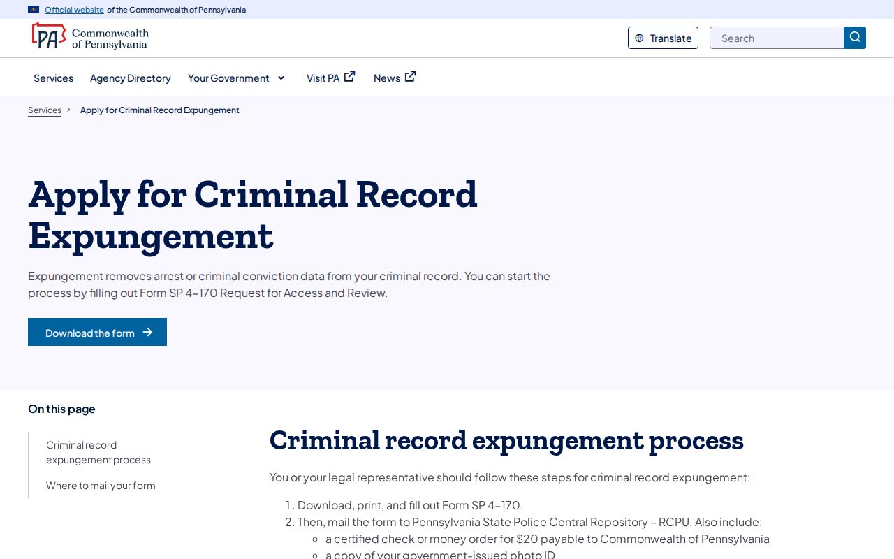 Fulton County arrest history self-review and PSP expungement process