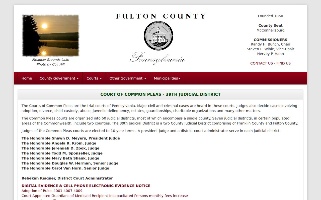 Fulton County criminal court cases on the Court of Common Pleas page