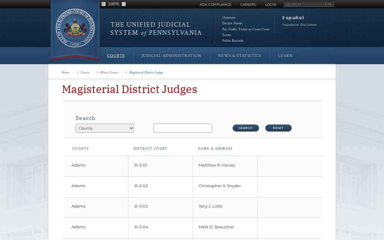 Fulton County criminal cases and Pennsylvania magisterial district judges