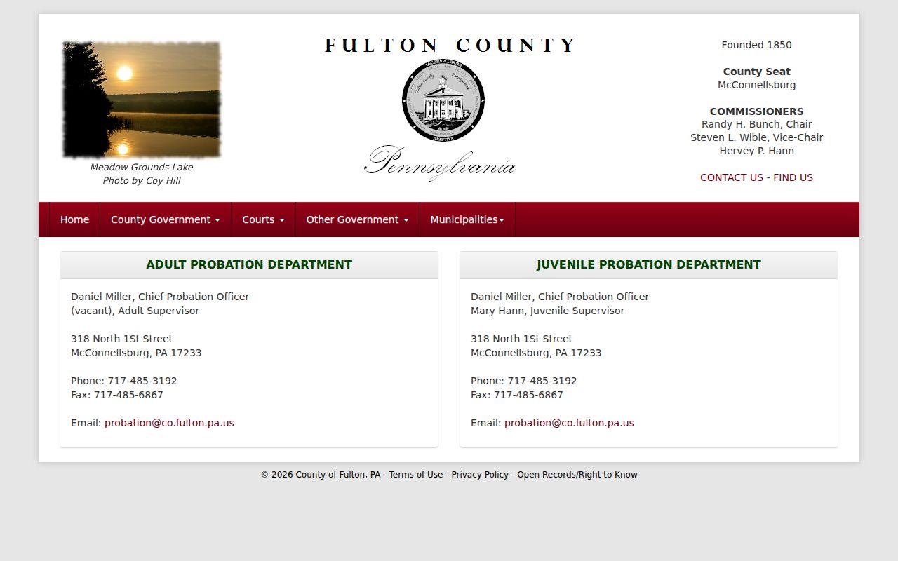McConnellsburg criminal record supervision through Fulton County Probation