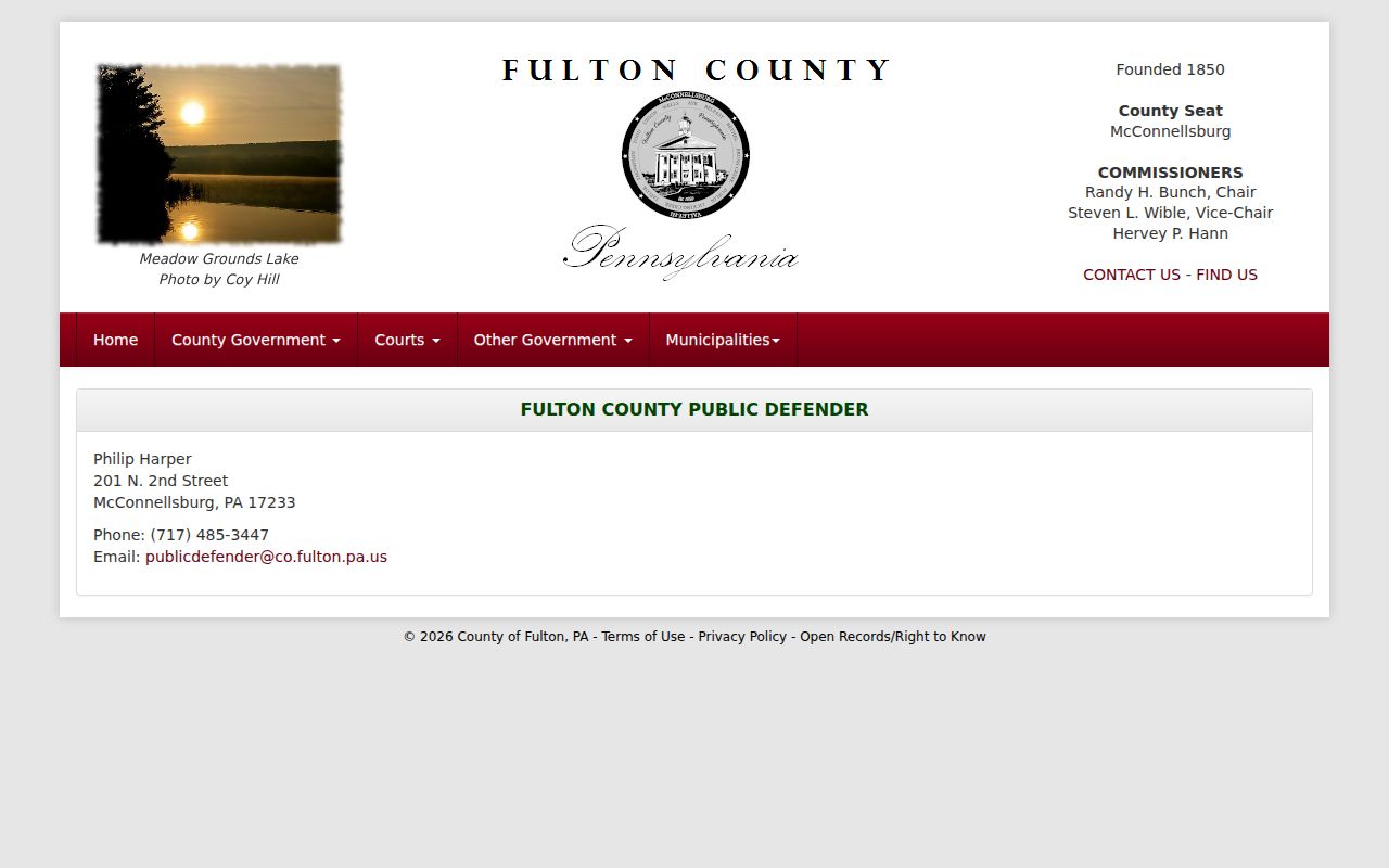 McConnellsburg criminal history context at the Fulton County Public Defender