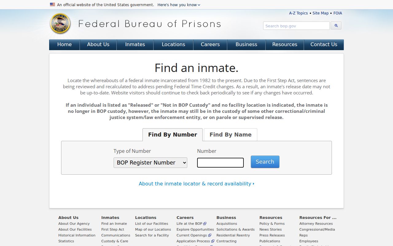 Valley-Hi criminal record context in the federal inmate locator