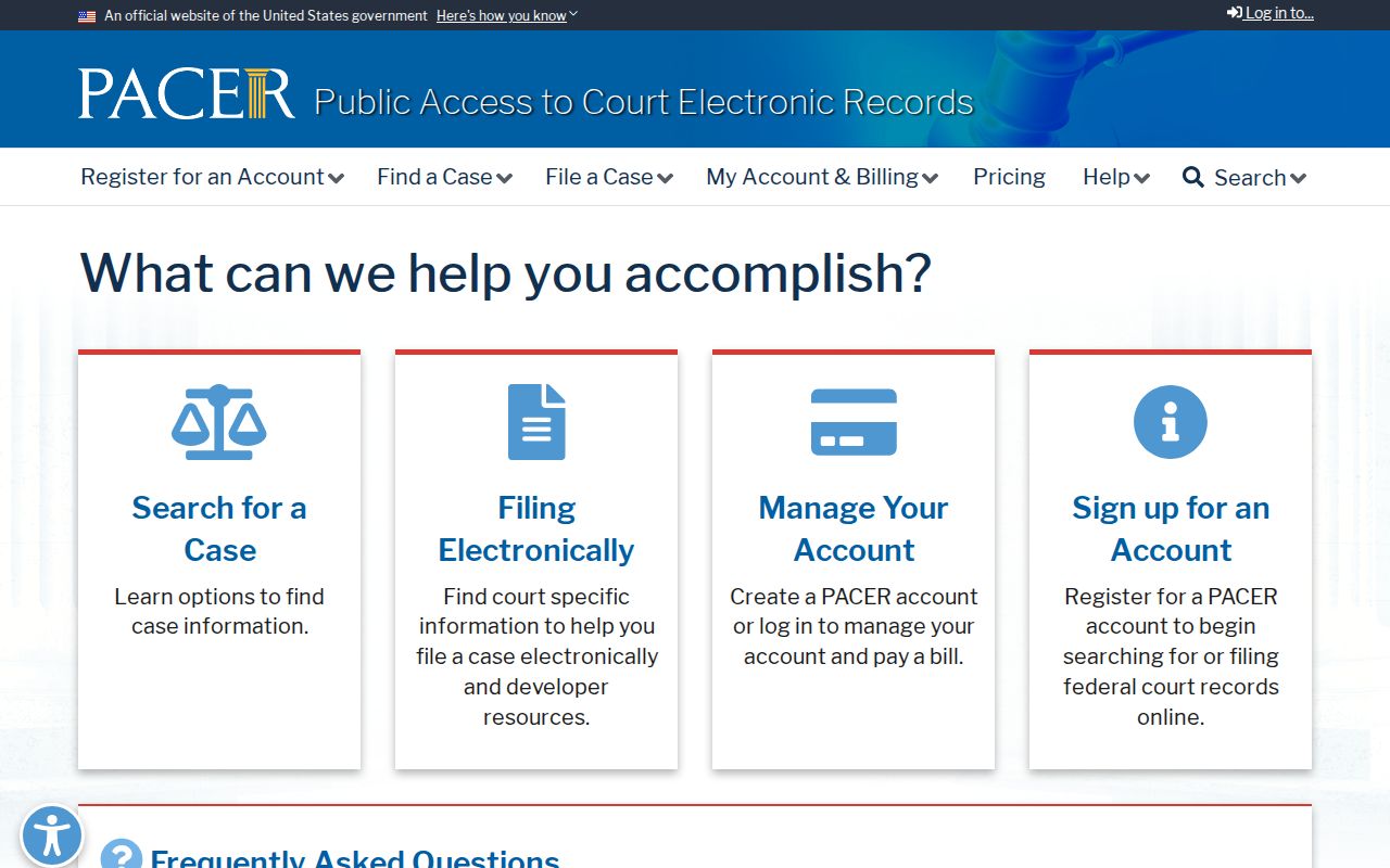 Valley-Hi criminal history search for a federal case through PACER