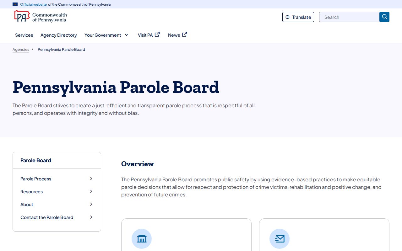 Valley-Hi criminal record supervision through the Pennsylvania Parole Board
